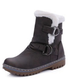 Short Plush Snow Boots with Buckle in 4 Colors