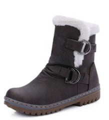 Short Plush Snow Boots with Buckle in 4 Colors