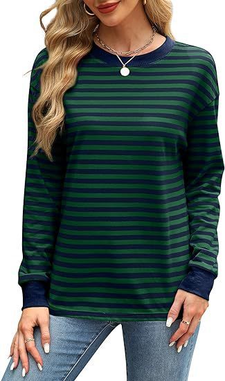 Round Neck Striped Long Sleeve Shirt