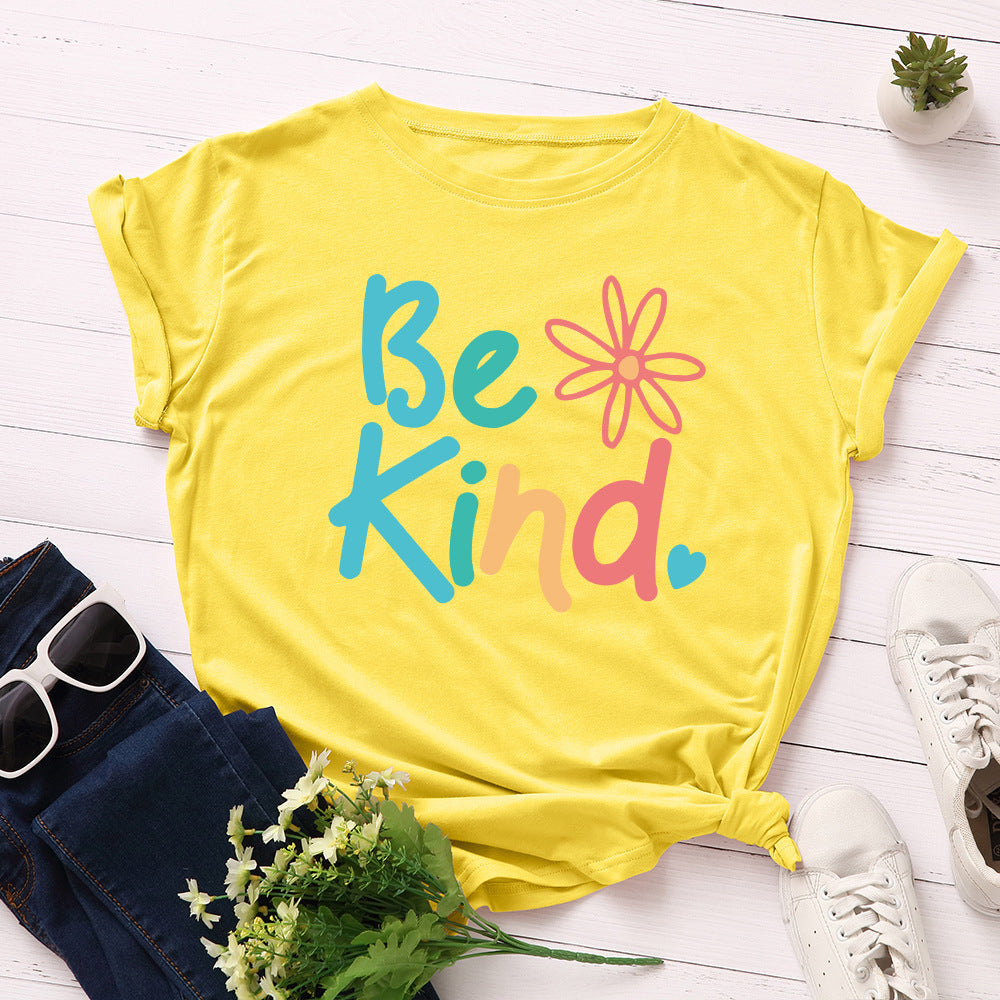 Be Kind Rundhals-Kurzarm-Top in 6 Farben XS-5XL