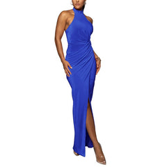 Ärmelloses Neckholder-Abendkleid mit Beinschlitz