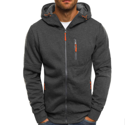 Men Hooded Zippered Sweatshirt in 3 Colors S-3XL
