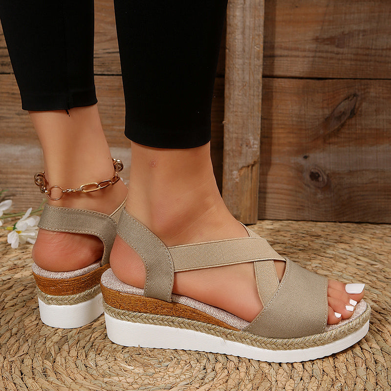 Cross-Strap Wedge Sandals in 5 Colors