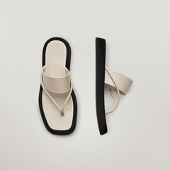 Sophisticated PU Leather Thong Sandals