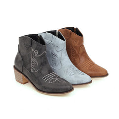 Leather Ankle Height Cowboy Boots