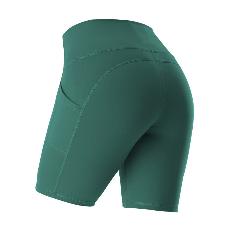 High Waist Mid-Length Activewear Yoga Shorts with Pockets