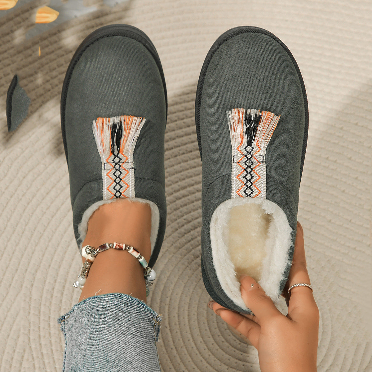 Suede Plush Slippers