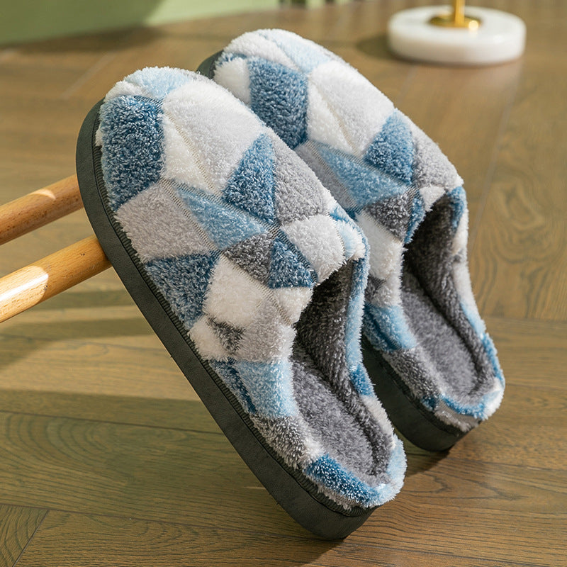 Patchwork Plush Warm Bedroom Slippers in 5 Colors