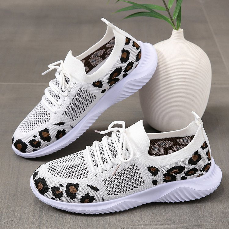 Schnür-Sneaker mit Leopardenmuster in 4 Farben