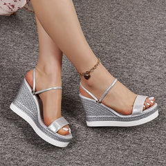 Sparkly Platform Wedge Sandals