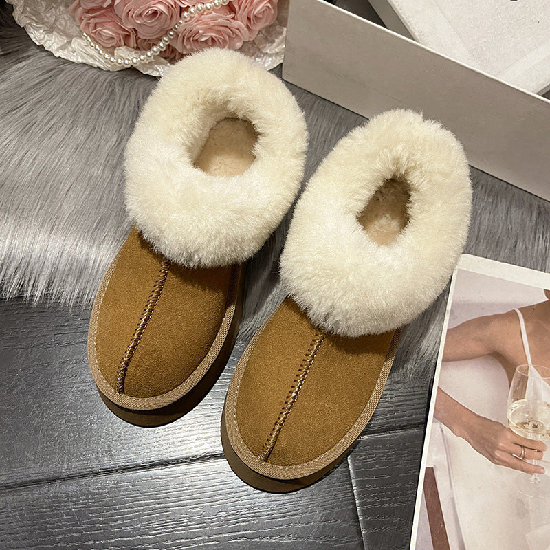 Short Ankle Height Plush Snow Boots with Thick Sole in 4 Colors