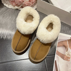 Short Ankle Height Plush Snow Boots with Thick Sole in 4 Colors