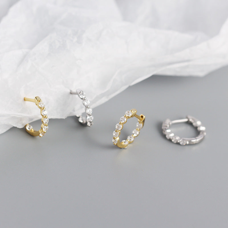 Sterling Silver Zircon Diamond Loop Earrings