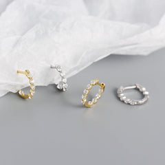 Sterling Silver Zircon Diamond Loop Earrings