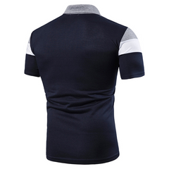 Men's Striped Colorblock Short Sleeve Top with Lapel in 3 Colors S-3XL