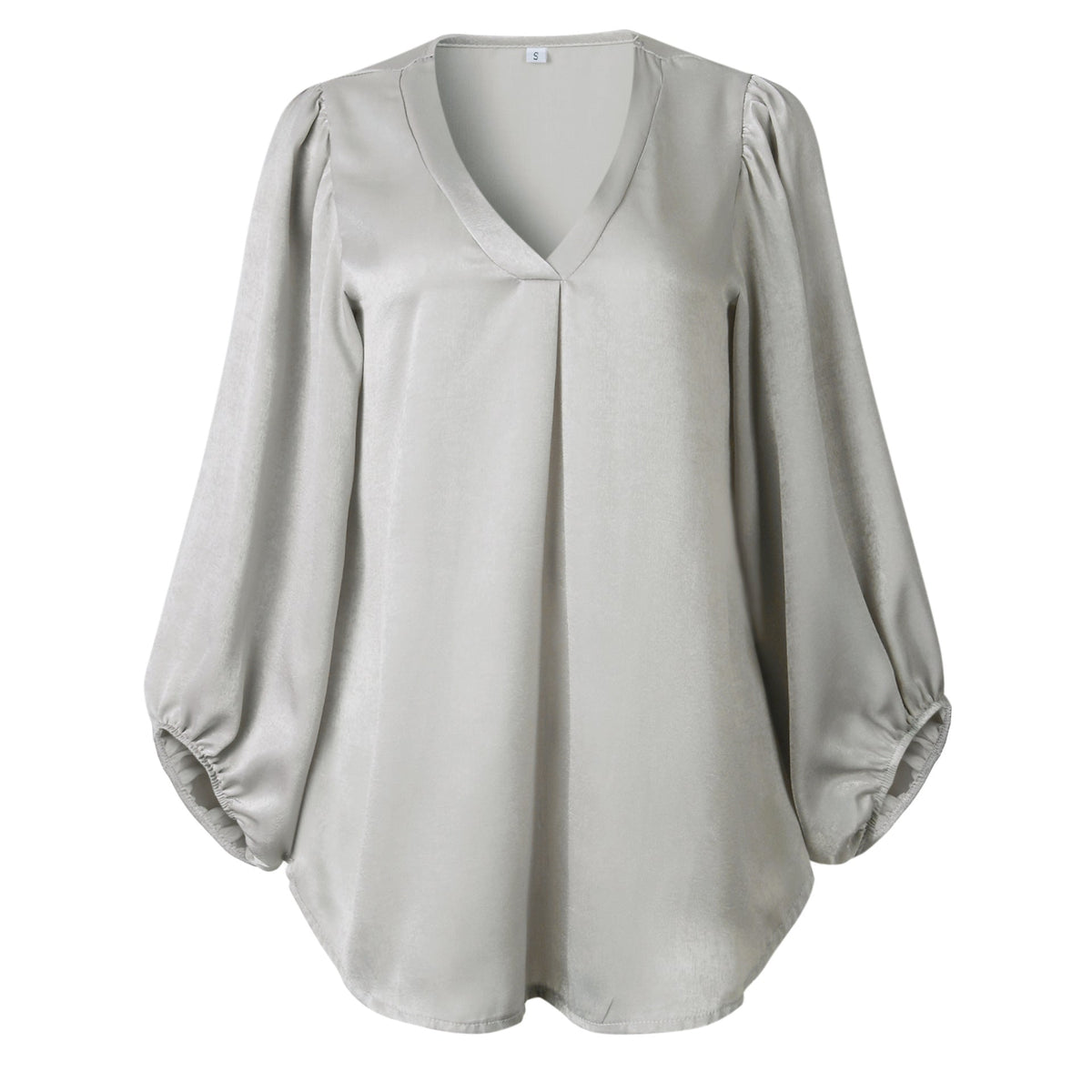 V-Ausschnitt Bluse mit langen Laternenärmeln in 3 Farben S-XL