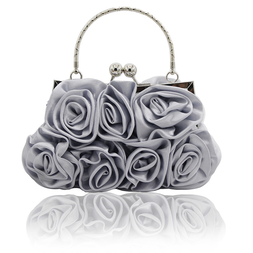 Silk Rose Clutch Hand Bag