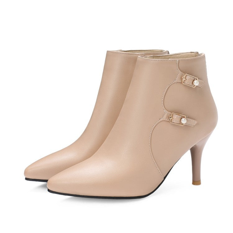 High Heel Ankle Boots with Pointed Toe and Stiletto Heel
