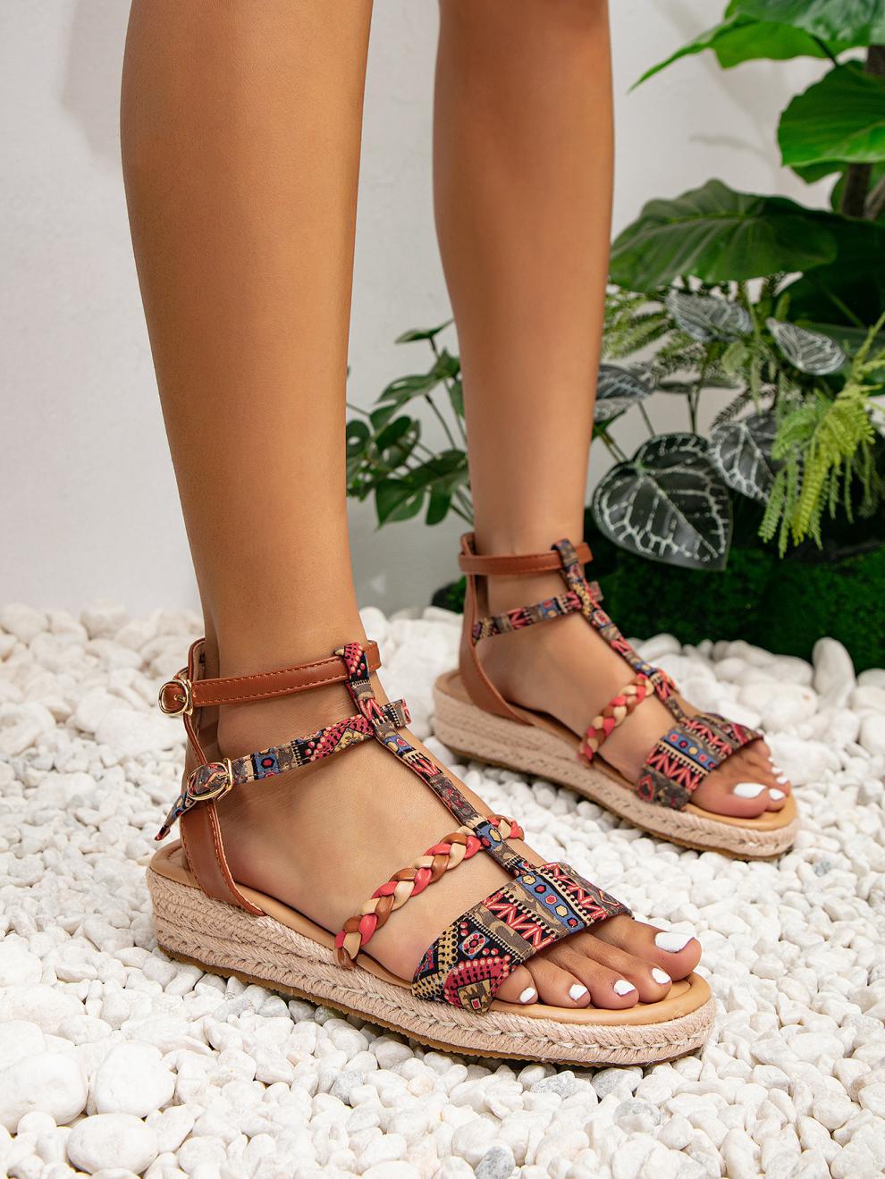 Bohemian Ethnic Roman Flat Heel Sandals