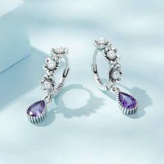 Tropfenohrringe aus Sterlingsilber mit violettem Edelstein