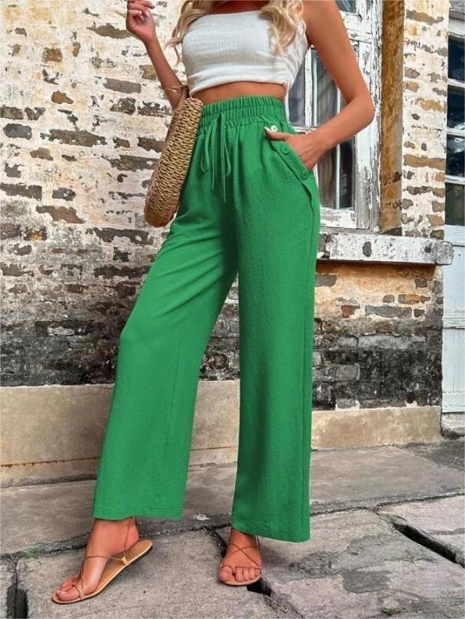 High Waist Wide Leg Pants with Pockets