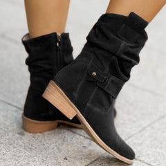 Low Heel Suede Short Boots in 5 Colors