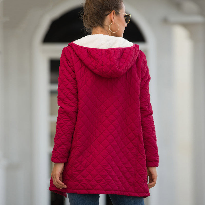 Hooded Long Sleeve Coat with Zipper and Pockets S-2XL