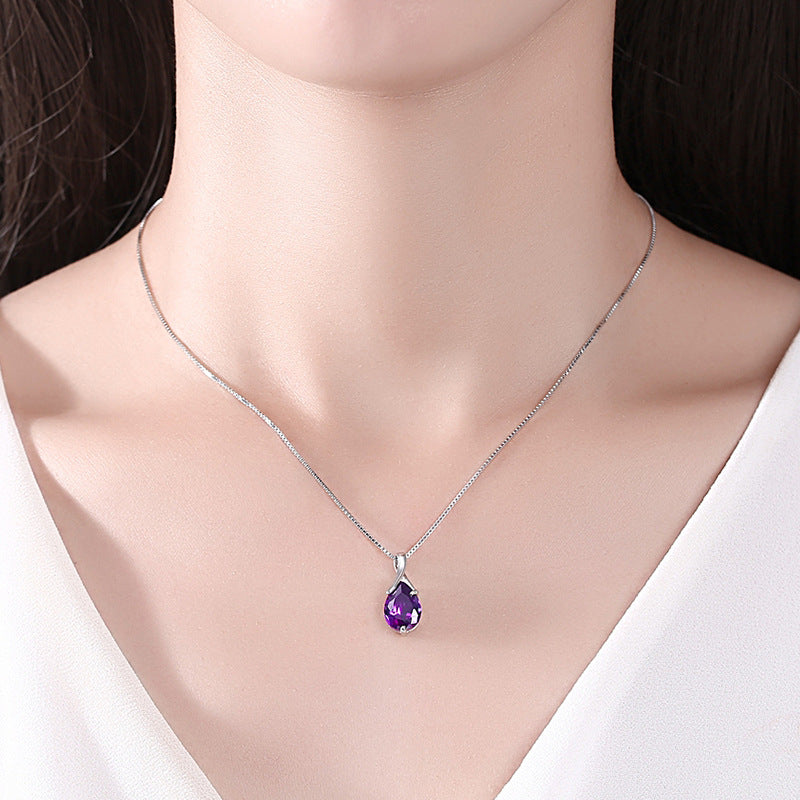 Sterling Silber Halskette mit Amethyst Anhänger