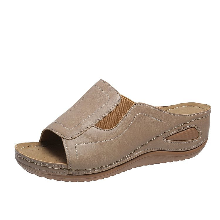 Wide Strap Wedge Heel Sandals