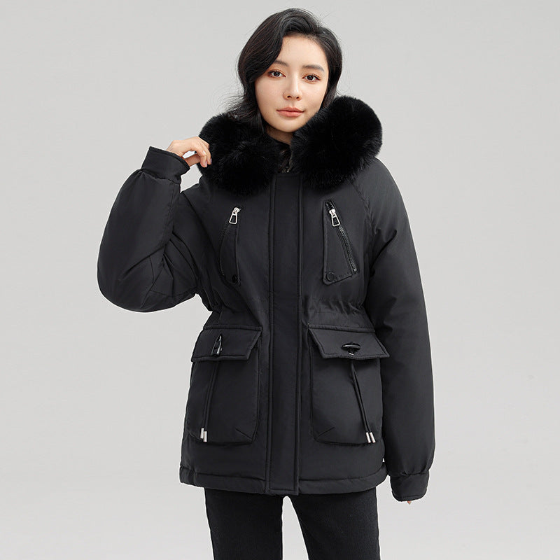 Thick Plush Winter Jacket with Fur-Lined Hood