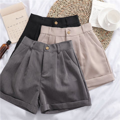 Solid Color Wide Leg Casual Shorts
