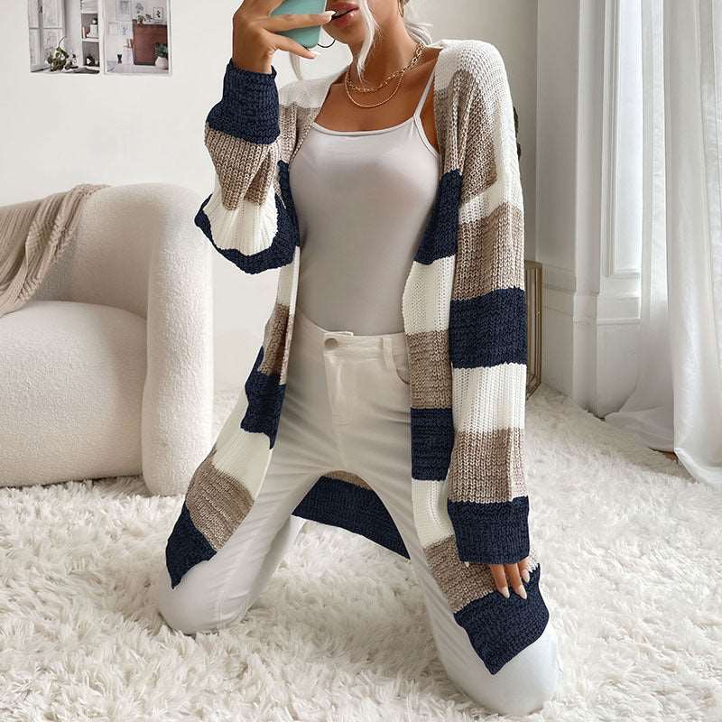 Long Sleeve Striped Knit Cardigan