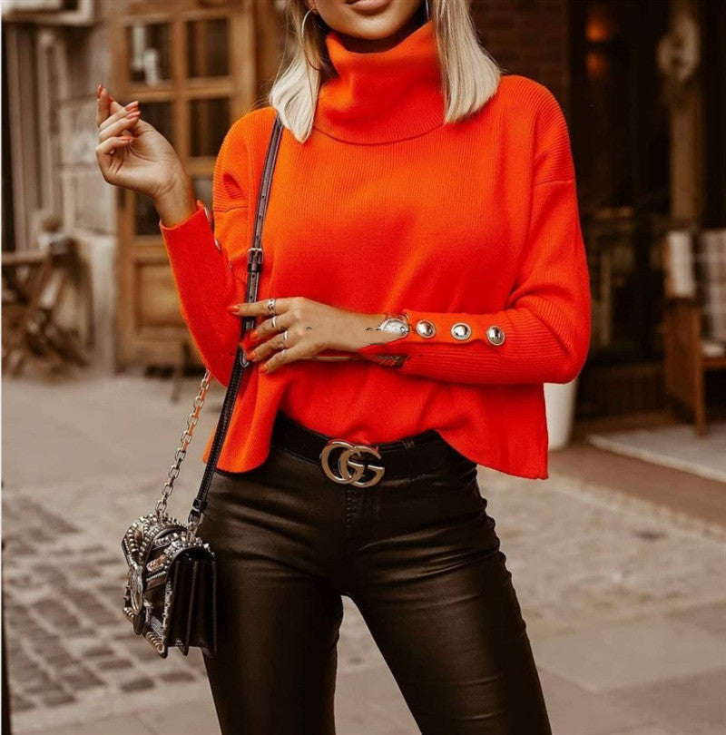 Solid Colour Turtleneck Sweater