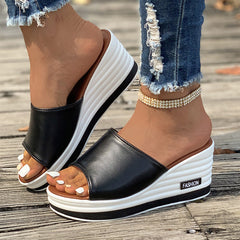 Slip-On High Heel Wedge Sandals