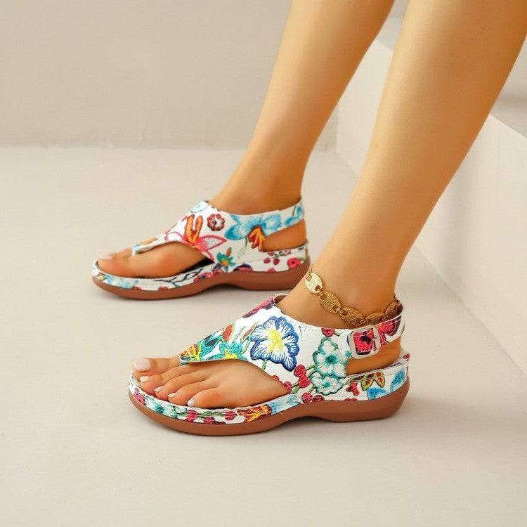 Printed Flat Heel Roman Sandals in 3 Patterns