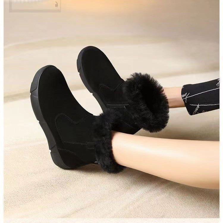 Flat Heel Warm Fleece-Lined Ankle Boots