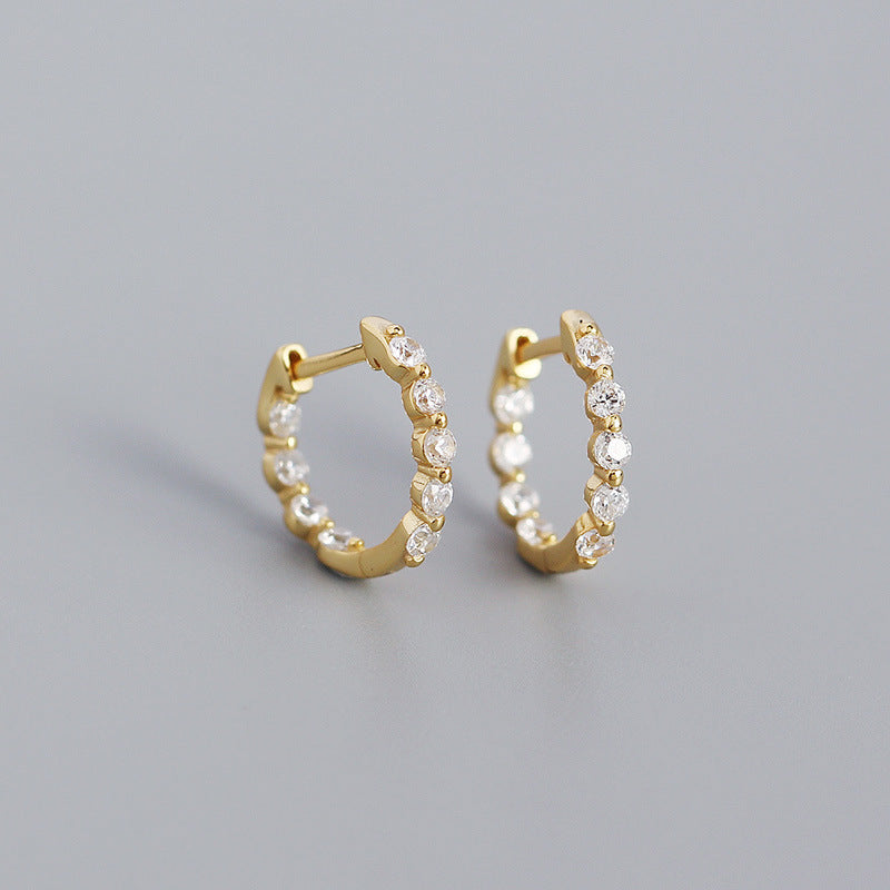 Sterling Silver Zircon Diamond Loop Earrings