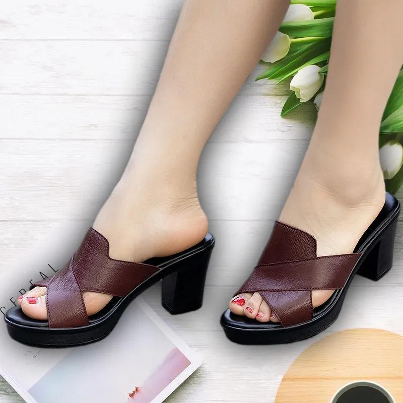 Thick High Heel Sandals in 3 Colors