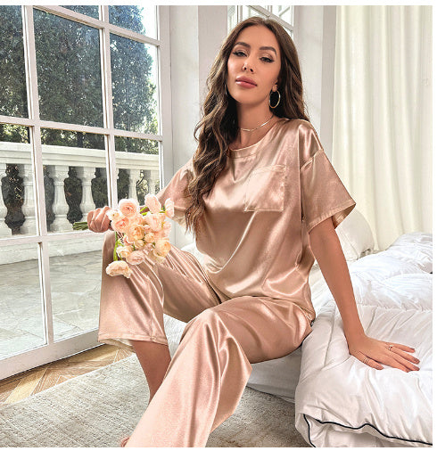 Short Sleeve Ice Silk Pajamas