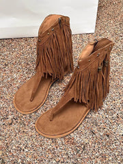 Bohemian Studs Tassel Thong Sandals