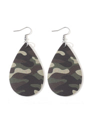 Camouflage PU Leather Teardrop Earrings