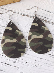 Camouflage PU Leather Teardrop Earrings