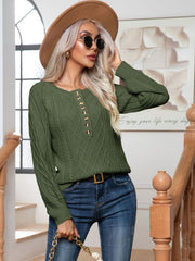 Langarm Pullover Pullover mit Knöpfen in 3 Farben S-XL 