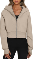 Kurzes Langarm-Sweatshirt mit Kapuze in 6 Farben S-XL 