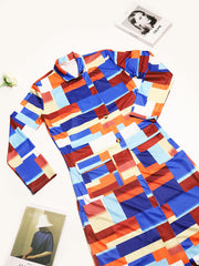 Plus Size Plaid Colorful Print Double-Breasted Lapel Coat