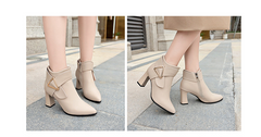 Ankle Boots with Buckle and Thick Heel