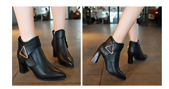 Ankle Boots with Buckle and Thick Heel