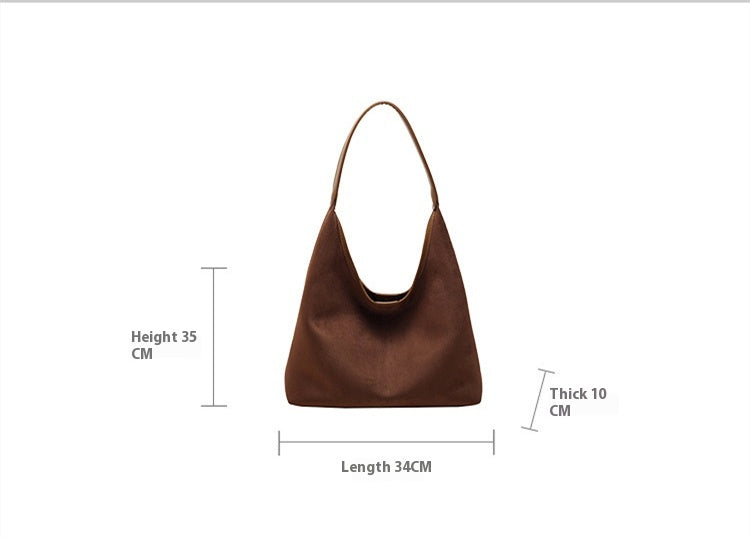 Solid Colour Suede Shoulder Bag