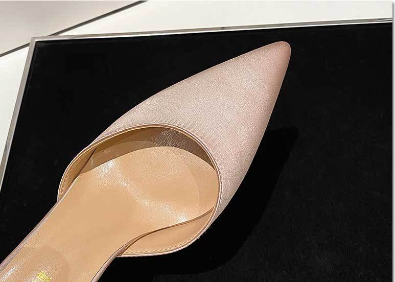 Satin Stilettos with Pointed Toe and Ankle Strap