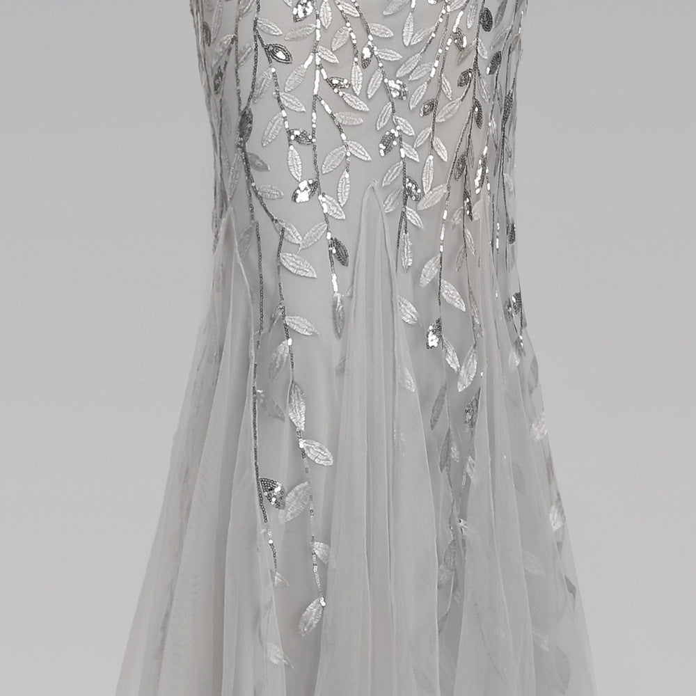 Elegant Short Sleeve Evening Gown with Chiffon and Lace Overlay